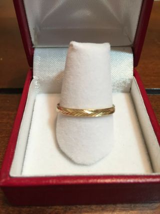 Vintage 18kt Yellow Gold Milor Italy Etched Wedding Band Size 9.  5