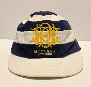 Vintage Rare 90s Polo Ralph Lauren Cricket Club Blue Bleeker Hat Cap Spell Out L