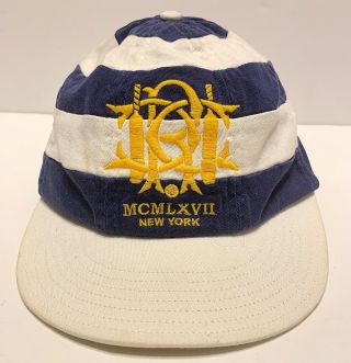 Vintage Rare 90s Polo Ralph Lauren Cricket Club Blue Bleeker Hat Cap SPELL OUT L 2