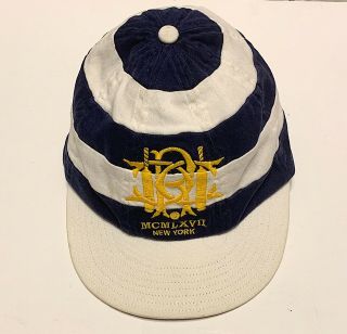 Vintage Rare 90s Polo Ralph Lauren Cricket Club Blue Bleeker Hat Cap SPELL OUT L 3