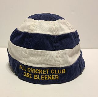 Vintage Rare 90s Polo Ralph Lauren Cricket Club Blue Bleeker Hat Cap SPELL OUT L 5