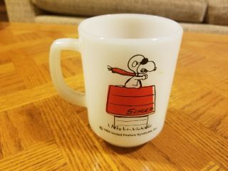 Vintage 1965 Fire King Anchor Hocking Snoopy Red Baron Curse You,  Red Baron Mug