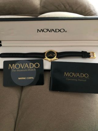 Movado Ladies Museum Watch Black Dial Black Leather Band 87 E4 0823