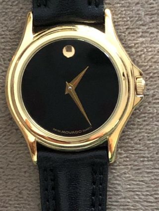 Movado Ladies Museum Watch Black Dial Black Leather Band 87 E4 0823 3