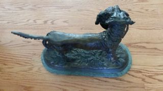 Setter with Pheasant on Marble Base by Moigniez - Antique Hunting Bronze Dog 3