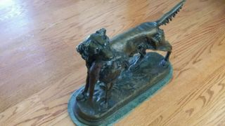 Setter with Pheasant on Marble Base by Moigniez - Antique Hunting Bronze Dog 4