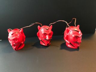 Vintage Peerless Halloween Red Devil Blow Mold String Lights