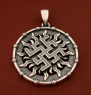 Fern Flower In The Sun Slavic Charm Ancient Symbol Norse Pendant Viking Jewelry