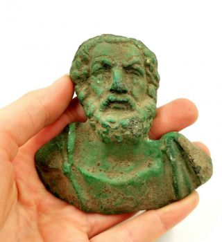 Ancient Roman Ca.  200 Ad Bronze Bust Of God Hermes - Rare - R537