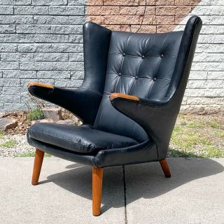 Authentic Hans Wegner Papa Bear Lounge Chair For Ap Stolen Danish Modern