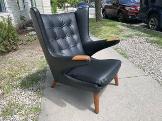 Authentic Hans Wegner Papa Bear Lounge Chair For Ap Stolen Danish Modern 5