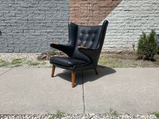Authentic Hans Wegner Papa Bear Lounge Chair For Ap Stolen Danish Modern 7