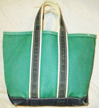 Vintage Rare L L Bean Canvas Green & Indigo Dyed Blue Tote Bag Medium/large