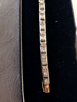 Gorgeous Antique Old Cut Diamond Tennis Bracelet 18ct White Gold 18k 11