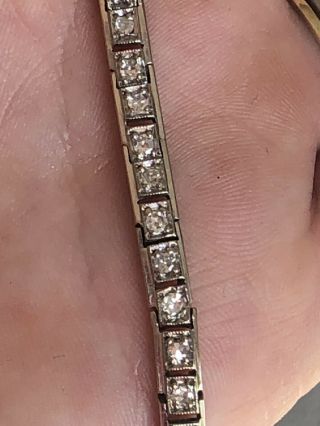 Gorgeous Antique Old Cut Diamond Tennis Bracelet 18ct White Gold 18k 6
