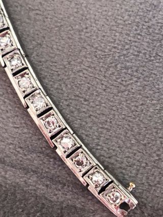 Gorgeous Antique Old Cut Diamond Tennis Bracelet 18ct White Gold 18k 7