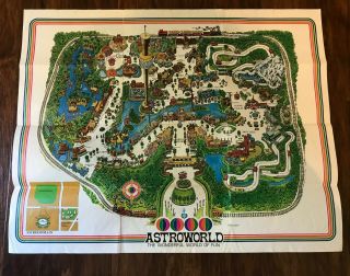 Vintage Astroworld Map 1969 Houston Texas Theme Park Map Poster