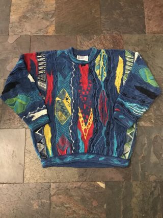 Rare Vintage 90’s Coogi Blues Textured Sweater Biggie,  Cosby,  Hip Hop Size Large
