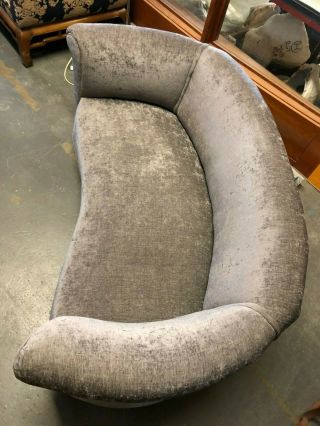 Reupholstered Art Deco Kidney Shaped Sofa Gray Chenille Jazz Age Moderne 3