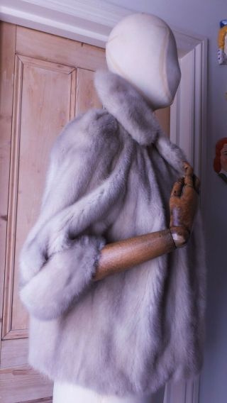 Exquisite Real Fur 23 " Long " Auzerine " Silver - Blu Mink Jacket Uk Size 12 14