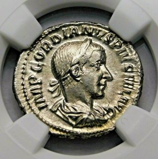 Ngc Au.  Gordian Iii.  Stunning Denarius.  Ancient Roman Silver Coin