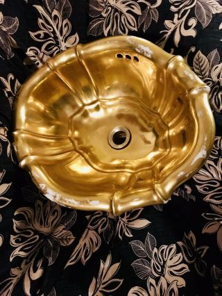 Sherle Wagner Gold Lavatory Sink.   Vintage Antique.