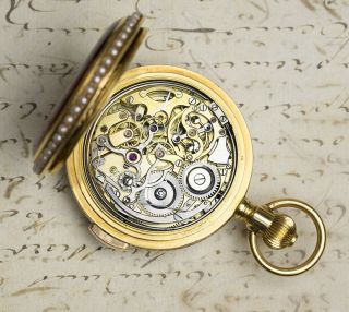 CHINESE MARKET Gold & Enamel MINUTE REPEATER CHRONOGRAPH Antique Pocket Watch 10