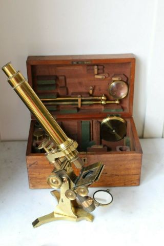 ANTIQUE ANDREW ROSS LARGE BAR LIMB MICROSCOPE OUTFIT SERIAL 2022 8