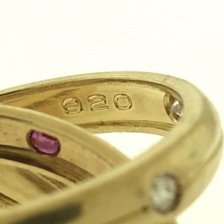 RARE VINTAGE CARTIER 18K GOLD DIAMOND RUBY SAPPHIRE TRINITY BAND ROLLING RING 8