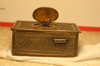 Antique Mechanical Bird Box Antique Singing Bird Box Brass Cherub & Movements