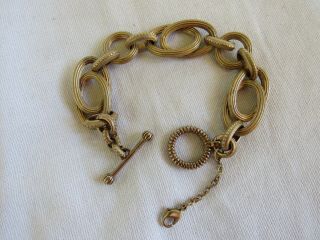Vintage Signed Stephen Dweck Chain Bracelet Sterling Silver w/ Bronze 5
