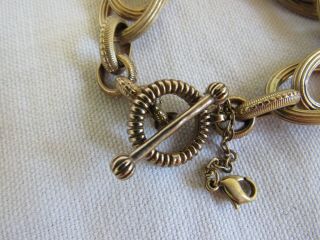 Vintage Signed Stephen Dweck Chain Bracelet Sterling Silver w/ Bronze 8