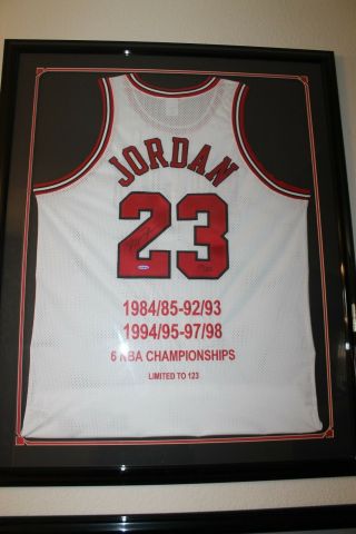 Rare Signed Michael Jordan Set Of 3 Autographed Jerseys Framed Uda Le 113/123