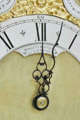 Rare Antique Ebonised & Ormolu Triple Fusee Musical 8 Bell Bracket Clock 10