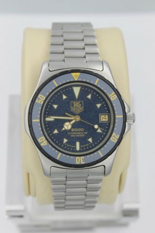 Nwt Tag Heuer 2000 Professional 972.  606 Watch Mens Moondust Blue Gold Silver