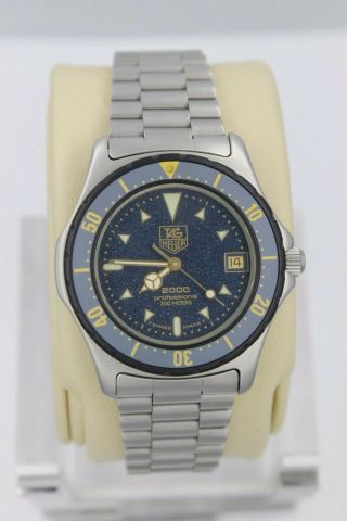 NWT Tag Heuer 2000 Professional 972.  606 Watch Mens Moondust Blue Gold Silver 8
