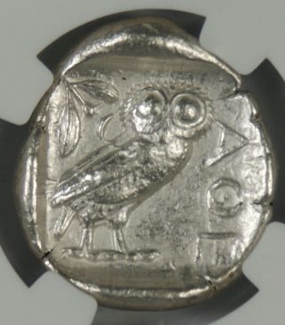 Ancient Attica Athens 440 - 404 BC Athena Owl Tetradrachm Silver Coin NGC CH VF 3