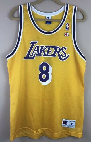 Rare Vintage Kobe Bryant 8 Los Angeles Lakers Champion Jersey Sz 44 Yellow Nba