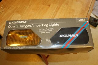 Vintage Sylvania Quartz Halogen Amber Fog Lights Pair Nos With Covers