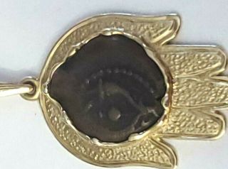 14k Yellow Gold Chumsa Ancient Bronze Coin Israeli " Widow 
