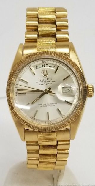 Vintage 1807 Rolex President 1970s 18k Gold Orig Bark Mens Awesome Watch w Box 4