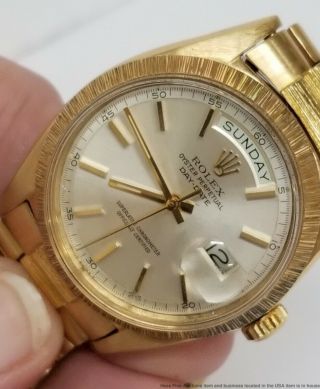 Vintage 1807 Rolex President 1970s 18k Gold Orig Bark Mens Awesome Watch w Box 5