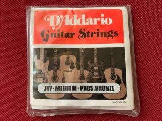 Rare Vintage D’addario J17 Acoustic Phosphor Guitar 6 Strings Set (medium Gauge)