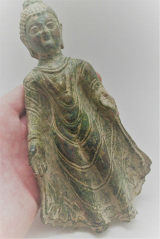 Museum Quality Ancient Gandhara Bronze Buddha Statue Circa 200 - 300ad