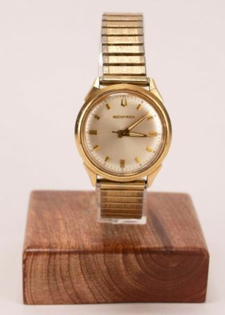 Vintage 1970s Bulova Accutron 10k Gold Filled Mens Gents Wrist Watch