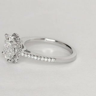 1.  40 Cts SI2 H Cushion Cut Vintage Diamond Halo Engagement Ring 18K - White Gold 2