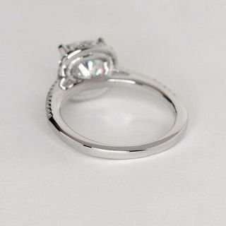 1.  40 Cts SI2 H Cushion Cut Vintage Diamond Halo Engagement Ring 18K - White Gold 3