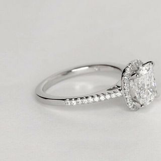 1.  40 Cts SI2 H Cushion Cut Vintage Diamond Halo Engagement Ring 18K - White Gold 5