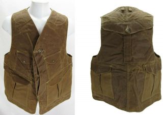 Vintage Filson Oil Tin Cloth Hunting Fishing Vest Mens Style 32 Size Xl
