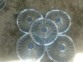 Vintage 15 " Ford Wire Hubcaps With Spinners,  Mustang,  Ford Galaxie